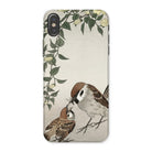 Sparrows Feeding Ohara Koson Japanese Bird Iphone Case, x / Matte, Phone Case Vintage Style Illustration Two Sparrows Floral Elements