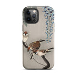 Sparrows and Wisteria - Ohara Koson Shin-hanga Iphone Case, 12 Pro Max / Matte, Bird-themed Phone Case