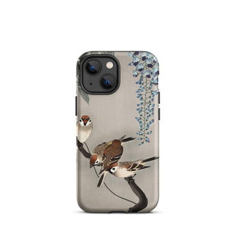 Sparrows and Wisteria - Ohara Koson Shin-hanga Iphone Case, 13 Mini / Matte, Bird-themed Phone Case