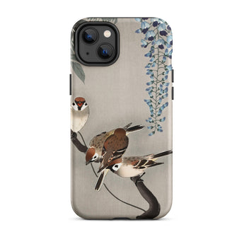 Sparrows and Wisteria - Ohara Koson Shin-hanga Iphone Case, 14 Plus / Matte, Bird-themed Phone Case