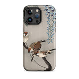 Sparrows and Wisteria - Ohara Koson Shin-hanga Iphone Case, 15 Pro Max / Matte, Bird-themed Phone Case