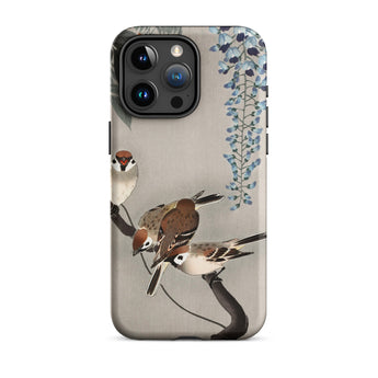 Sparrows and Wisteria - Ohara Koson Shin-hanga Iphone Case, 15 Pro Max / Matte, Bird-themed Phone Case