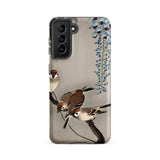 Sparrows and Wisteria - Ohara Koson Shin-hanga Samsung Case, Galaxy S21 Fe / Matte, Gray Phone Case Black Camera Module Outline Bird