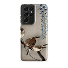Sparrows and Wisteria Ohara Koson Shin Hanga Samsung Case, Galaxy S21 Ultra / Matte, Smartphone Nature Themed Case Birds Branches Blue
