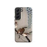 Sparrows and Wisteria - Ohara Koson Shin-hanga Samsung Case, Galaxy S22 / Matte, Phone Case Adorned Artistic Depiction Sparrows Branch Blue