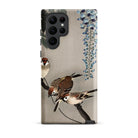 Sparrows and Wisteria Ohara Koson Shin Hanga Samsung Case, Galaxy S22 Ultra / Matte, Phone Case Nature Inspired Design Sparrows Branch Blue