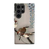Sparrows and Wisteria - Ohara Koson Shin-hanga Samsung Case, Galaxy S23 Ultra / Matte, Smartphone Case Bird Floral Design