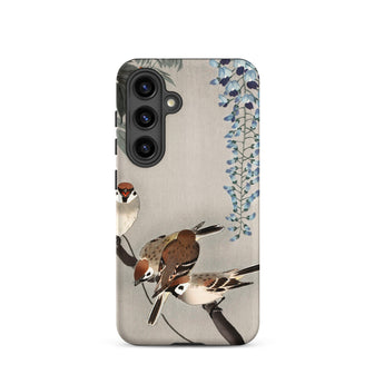Sparrows and Wisteria - Ohara Koson Shin-hanga Samsung Case, Galaxy S24 / Matte, Phone Case Nature-inspired Design Sparrows Branches Blue