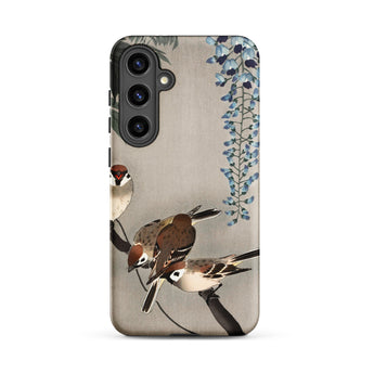 Sparrows and Wisteria - Ohara Koson Shin-hanga Samsung Case, Galaxy S24 Plus / Matte, Phone Case Nature-themed Design Sparrows Branch