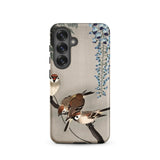 Sparrows and Wisteria - Ohara Koson Shin-hanga Samsung Case, Galaxy S25 / Matte, Smartphone Case Sparrows Wisteria Floral Art Design