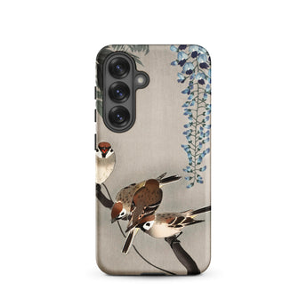 Sparrows and Wisteria - Ohara Koson Shin-hanga Samsung Case, Galaxy S25 / Matte, Smartphone Case Sparrows Wisteria Floral Art Design