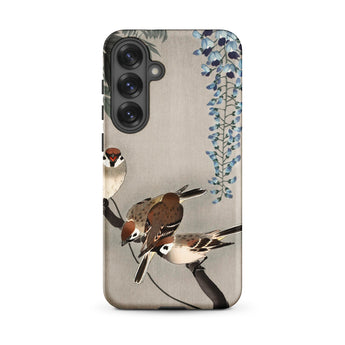 Sparrows and Wisteria - Ohara Koson Shin-hanga Samsung Case, Galaxy S25 Plus / Matte, Smartphone Case Nature-inspired Illustration Sparrows