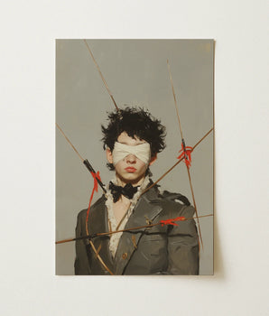 Rectangular Art Print Stylized Portrait Person Dark Tousled Gay Outlaw Dandy