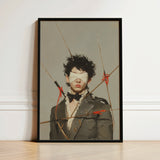 Spearhead - Dapper Gay Outlaw Art Print / Canvas Black-framed Stylized Portrait Person Dark Curly Dandy, Prints