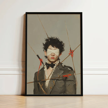 Spearhead - Dapper Gay Outlaw Art Print / Canvas Black-framed Stylized Portrait Person Dark Curly Dandy, Prints