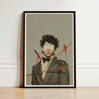 Spearhead - Dapper Gay Outlaw Art Print / Canvas Black-framed Portrait Person Dark Curly Hair Dandy, Prints