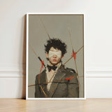 Spearhead - Dapper Gay Outlaw Art Print / Canvas Framed Portrait Person Dark Curly Hair Blindfolded Dressed Dandy, Prints