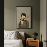 Spearhead - Dapper Gay Outlaw Art Print / Canvas Black-framed Artwork Man Dark Suit Red Ribbons Tied Dandy, Prints