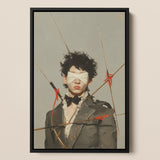 Spearhead - Dapper Gay Outlaw Framed Canvas, 12x18’’ / 31x46cm / Black Floating Frame, Framed Painting Blindfolded Figure Pierced Arrows