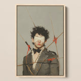 Spearhead - Dapper Gay Outlaw Framed Canvas, 12x18’’ / 31x46cm / Natural Floating Frame, Framed Painting Blindfolded Person Pierced Arrows