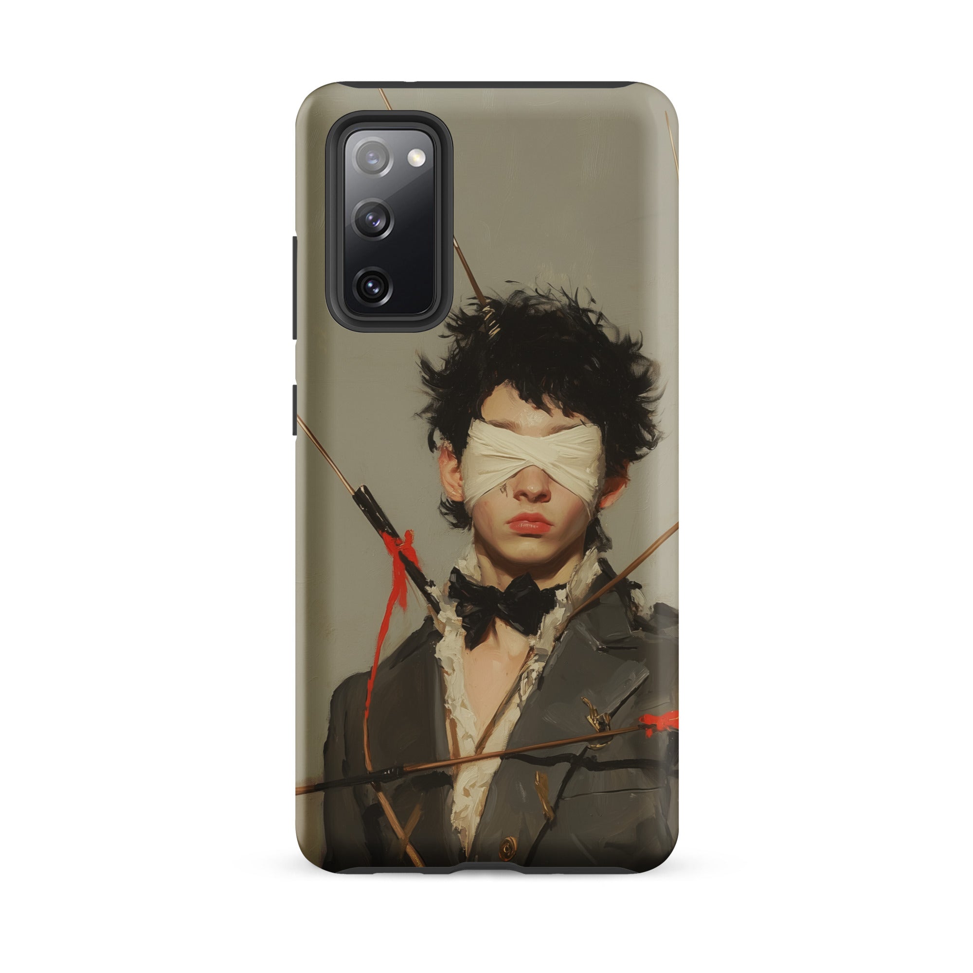 Spearhead New Romantic Outlaw Dandy Samsung Case, Galaxy S20 Fe / Matte, Smartphone Case Blindfolded Figure Arrows