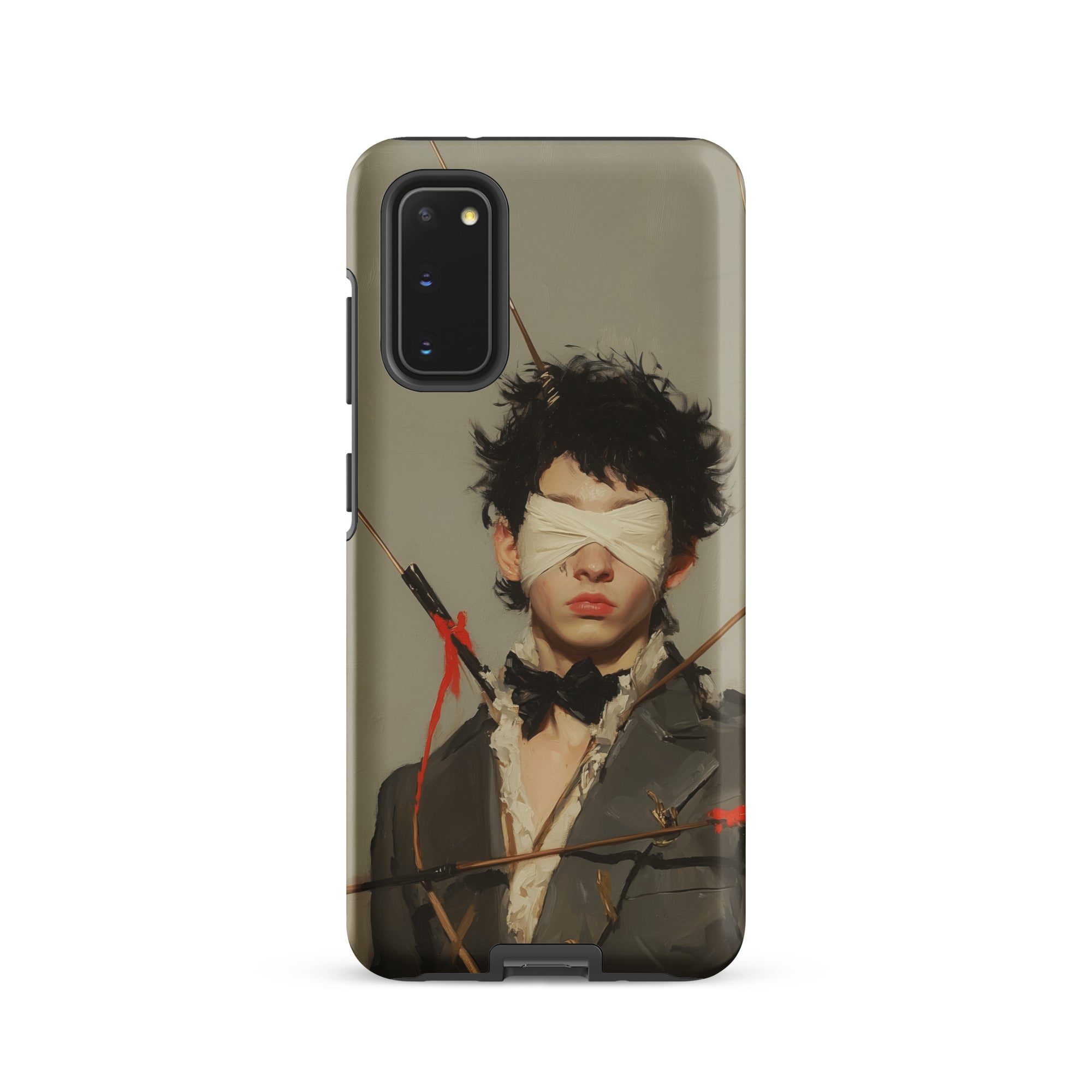 Spearhead New Romantic Outlaw Dandy Samsung Case, Galaxy S20 / Matte, Smartphone Case Stylized Depiction Blindfolded Figure Messy Hair