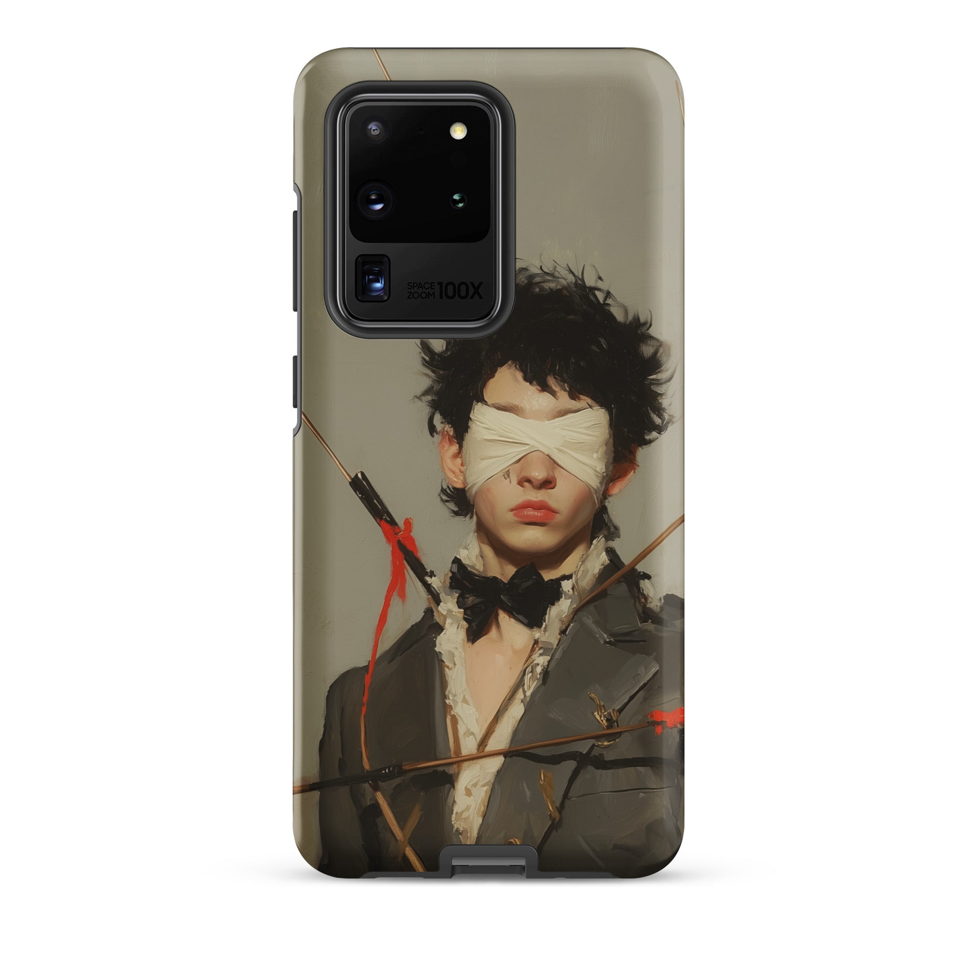 Spearhead New Romantic Outlaw Dandy Samsung Case, Galaxy S20 Ultra / Matte, Smartphone Case Blindfolded Figure Arrows