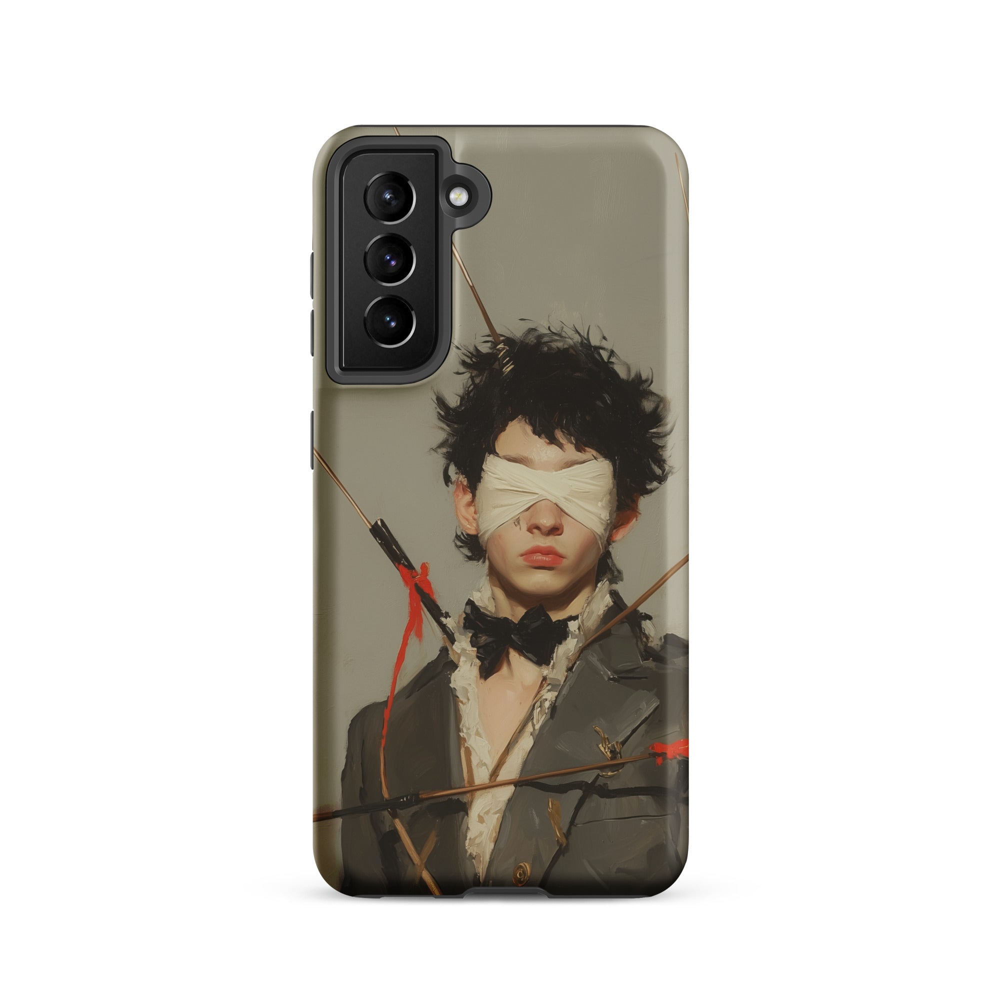 Spearhead New Romantic Outlaw Dandy Samsung Case, Galaxy S21 / Matte, Smartphone Case Printed Blindfolded Person Pierced Arrows