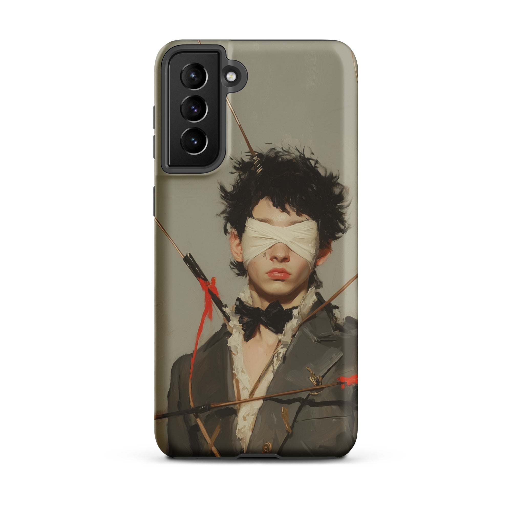 Spearhead New Romantic Outlaw Dandy Samsung Case, Galaxy S21 Plus / Matte, Smartphone Case Printed Blindfolded Person Pierced Arrows