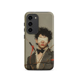 Spearhead - New Romantic Outlaw Dandy Samsung Case, Galaxy S23 / Matte, Phone Case Stylized Portrait Blindfolded Person Arrows