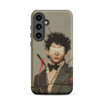 Spearhead - New Romantic Outlaw Dandy Samsung Case, Galaxy S24 Plus / Matte, Smartphone Case Blindfolded Figure Pierced Arrows