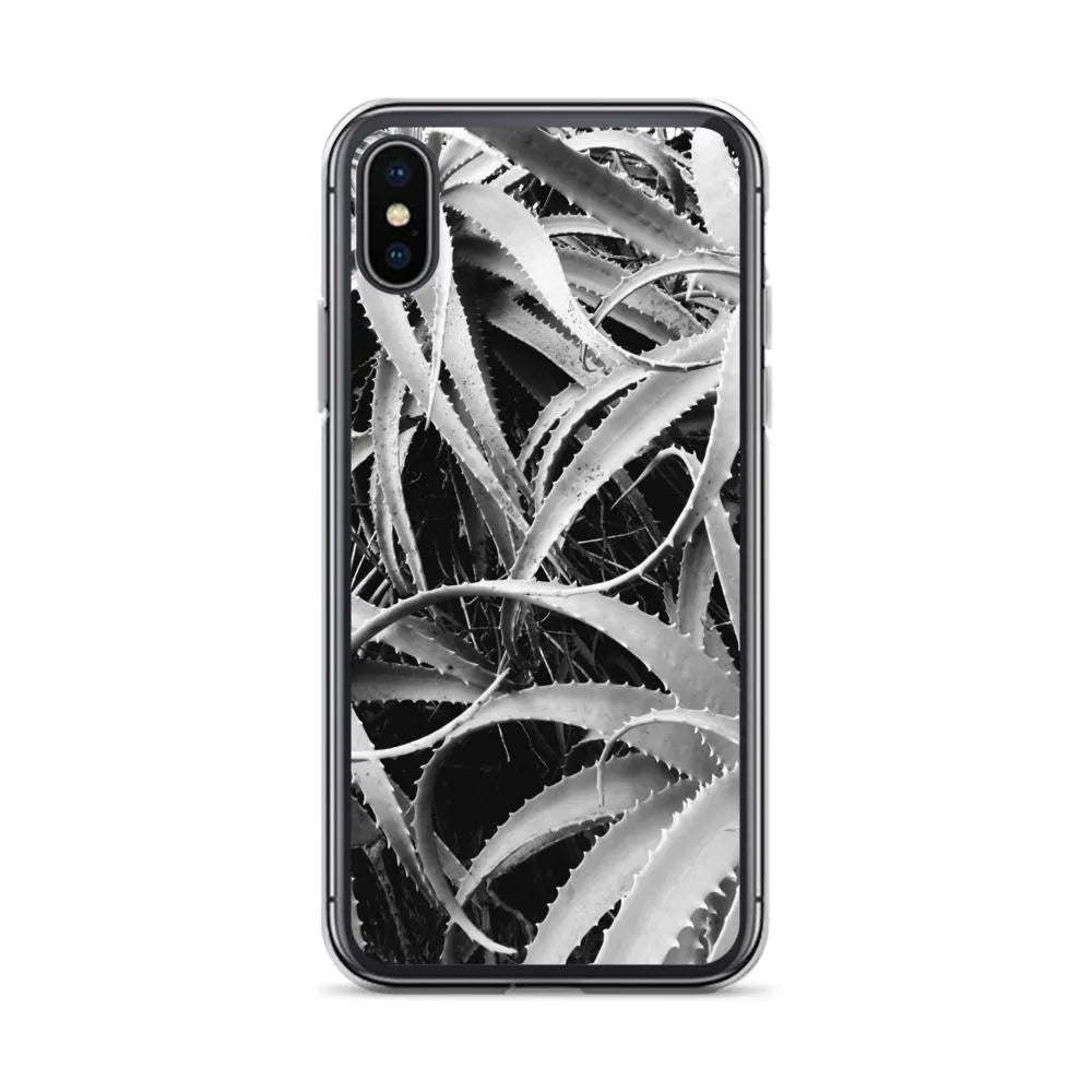 Spiked 2 + Too Botanical Art Iphone Case - Black And White - Iphone X/xs - Mobile Phone Cases - Aesthetic Art