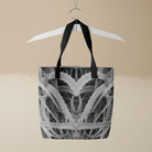 Spiked - Black & White Aloe Vera Op Art Shopping Tote, Handles, Spikandw-black, Tote Bag Black White Abstract Leaf