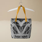 Spiked - Black & White Aloe Vera Op Art Shopping Tote, Tote Bag Black White Abstract Leaf Fern Pattern