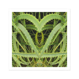 Spiked - Trippy Aloe Vera Botanical Art Print, Mirrored Aloe Vera Plant Leaves Heart-like Shape