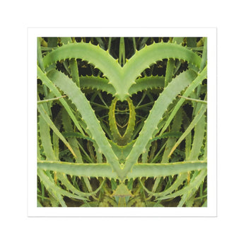 Spiked - Trippy Aloe Vera Botanical Art Print, Mirrored Aloe Vera Plant Leaves Heart-like Shape