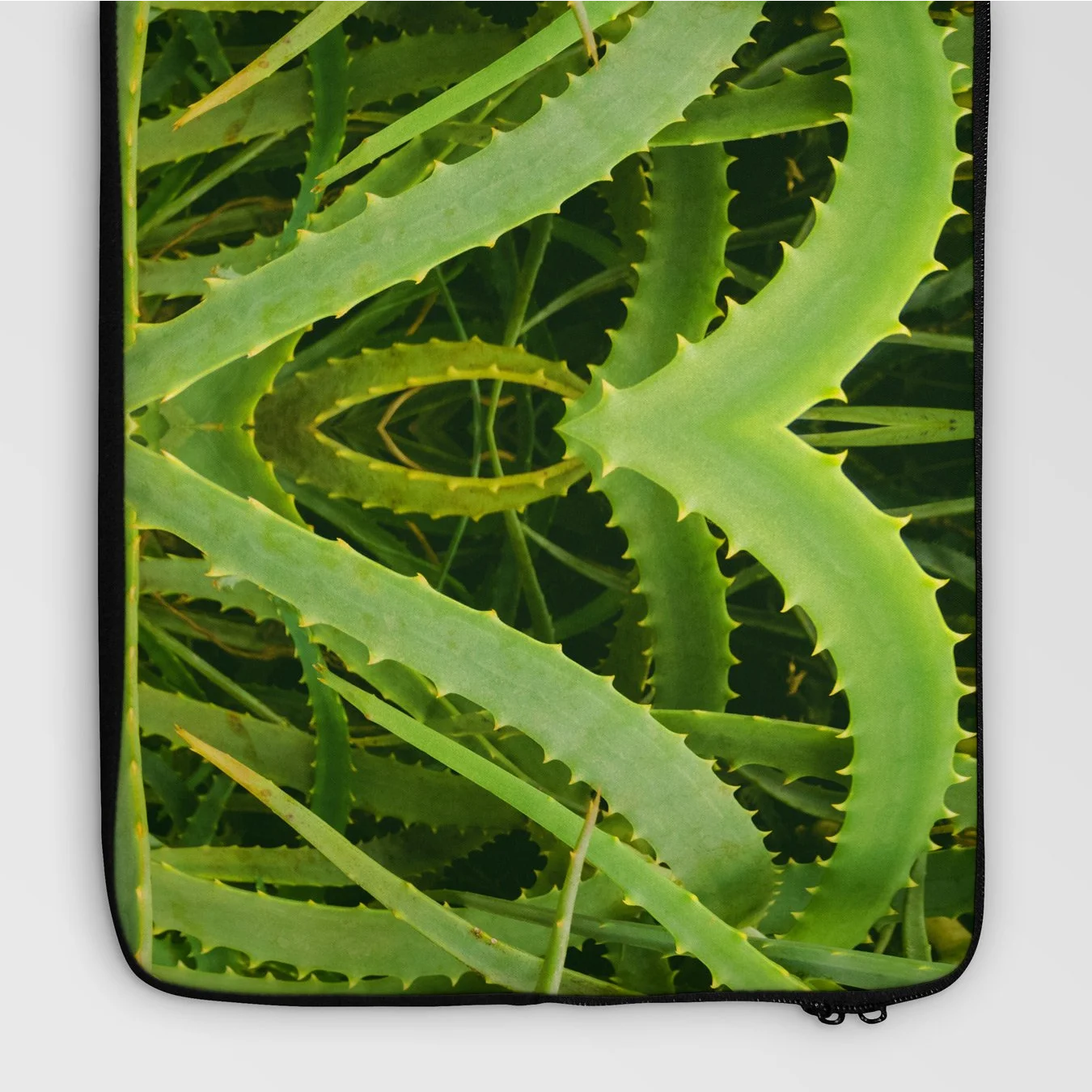 Spiked - Trippy Aloe Vera Botanical Laptop Sleeve, 13 in, 6653268_10984, Close-up View Aloe Vera Plant’s Fleshy