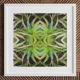 Spiked too - Trippy Aloe Vera Botanical Op Art Print / Canvas, Morphs Aloe Vera, Verdant Rorschach Test, Trippy Aloe Vera