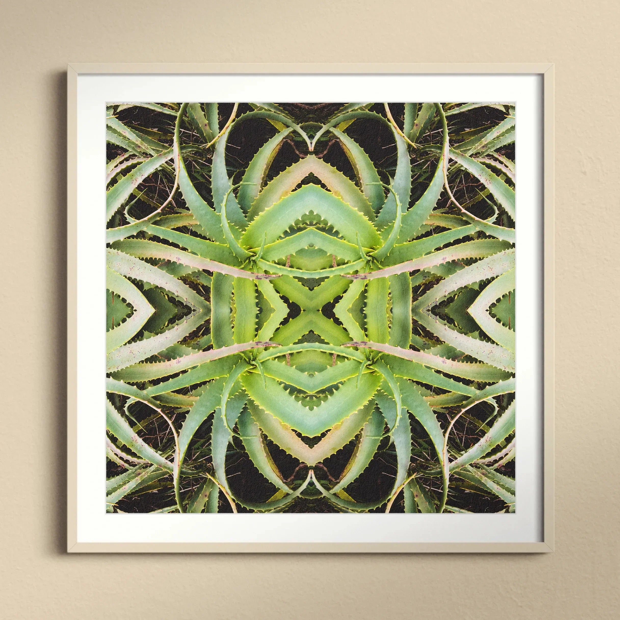 Spiked too - Trippy Aloe Vera Botanical Op Art Print