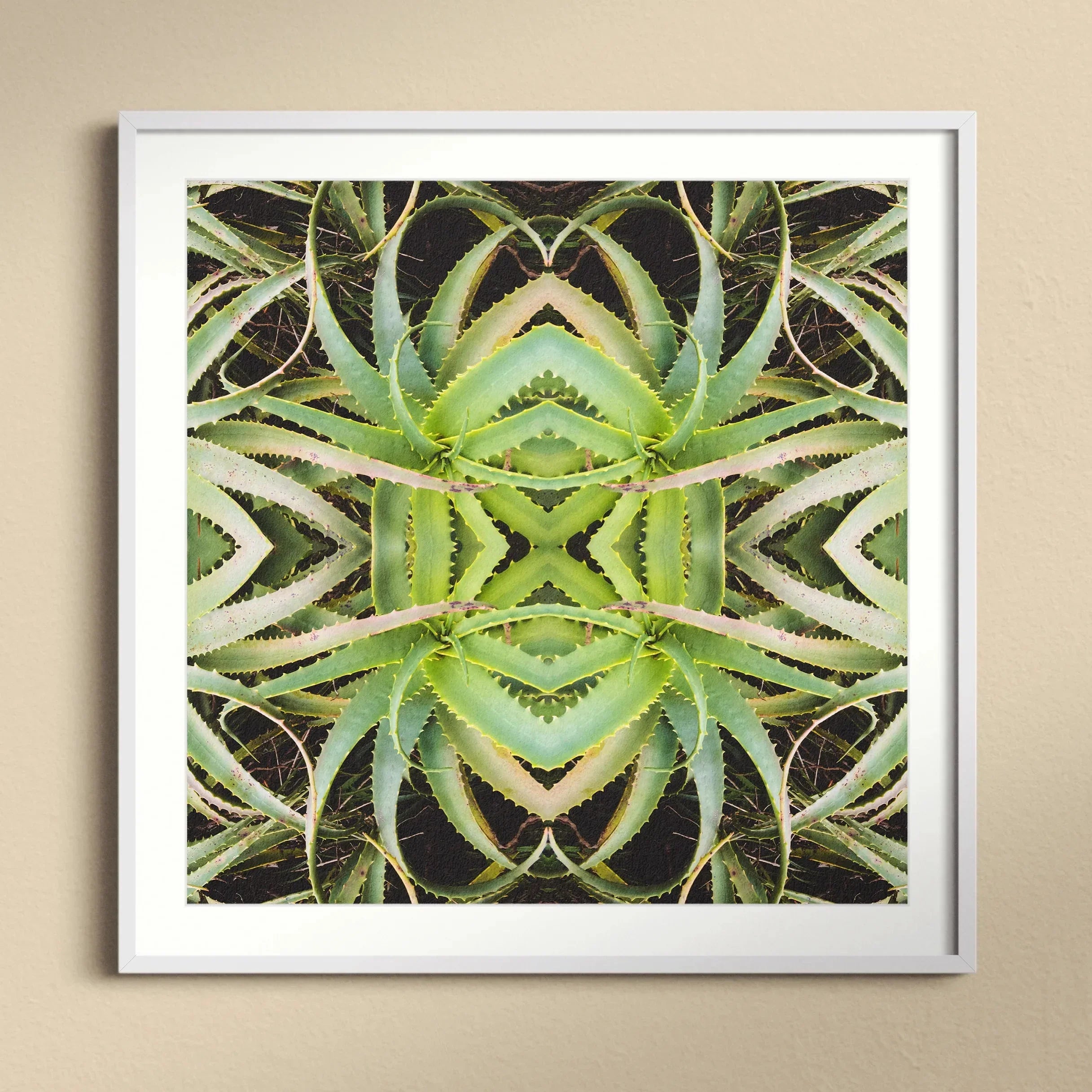 Spiked too - Trippy Aloe Vera Botanical Op Art Print