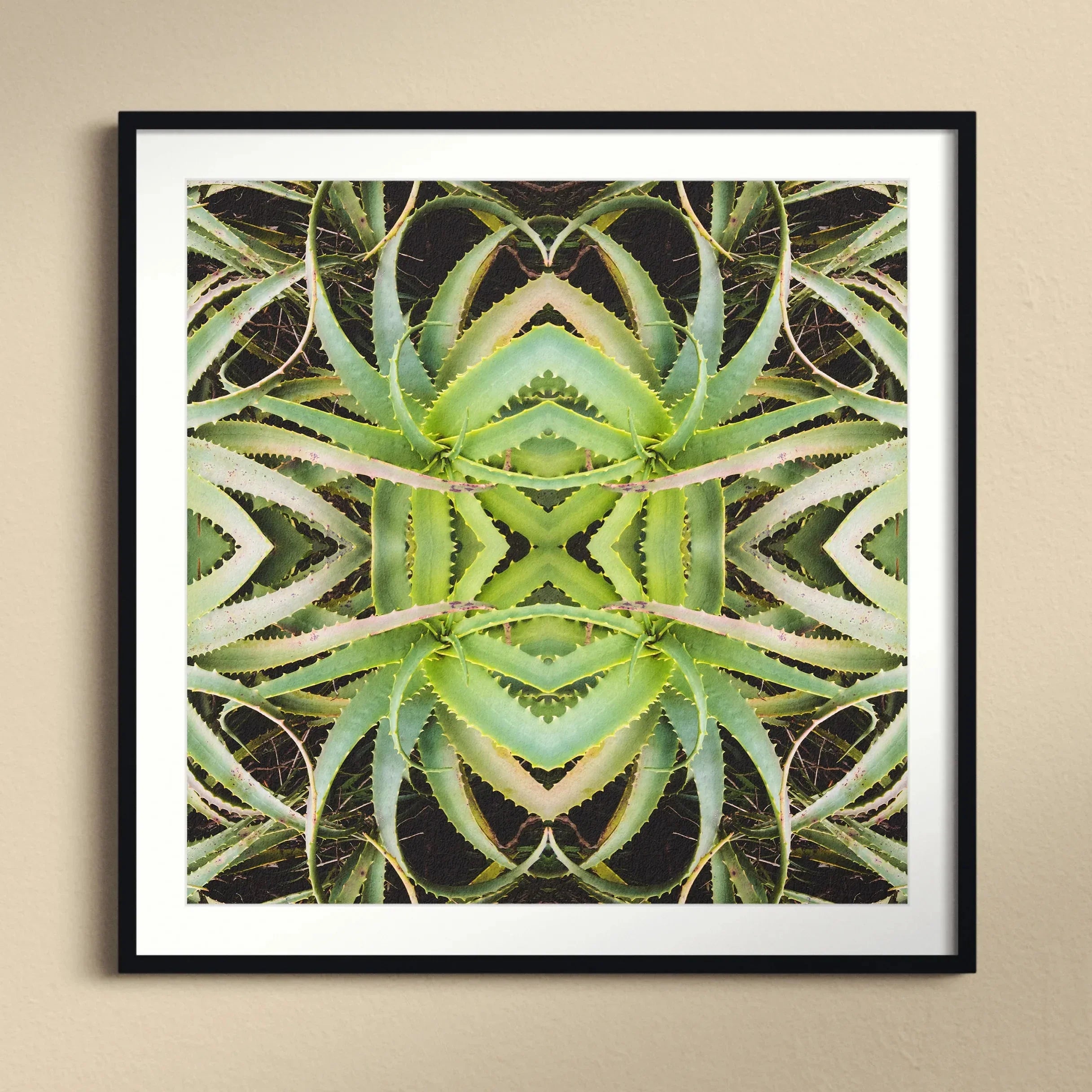 Spiked too - Trippy Aloe Vera Botanical Op Art Print