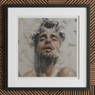 Spilled Milk - Dreamy Gay Art Erotica Giclee Print, 12x12’’ / 31x31cm / Black Frame / 2’’ Matboard, Framed Art Print Man Water Bubbles