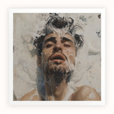 Spilled Milk - Dreamy Gay Art Erotica Giclee Print, Close-up Portrait Man Submerged Water Bubbles Foam Face