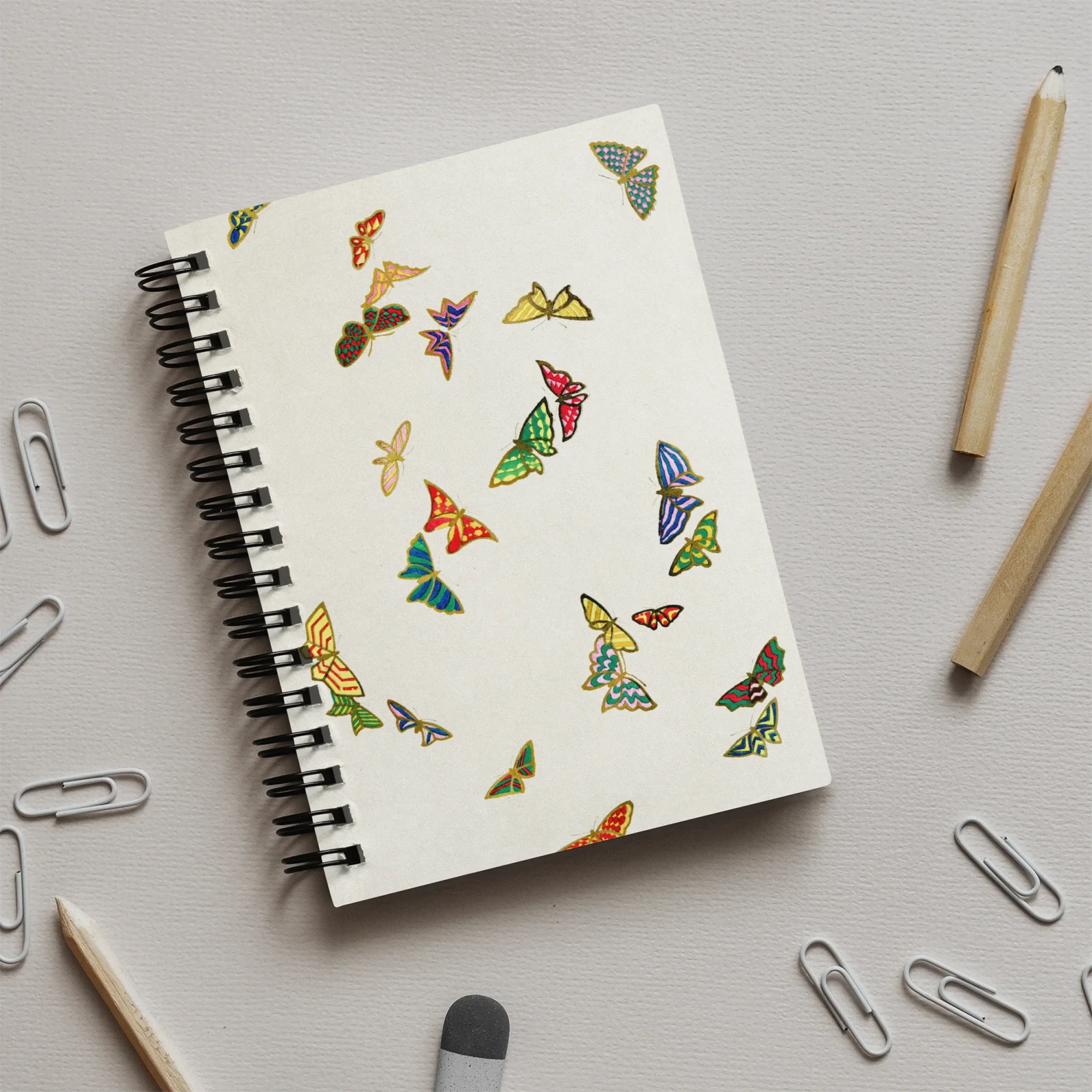 Rainbow Butterflies - Kamisaka Sekka Notebook Notebooks & Notepads