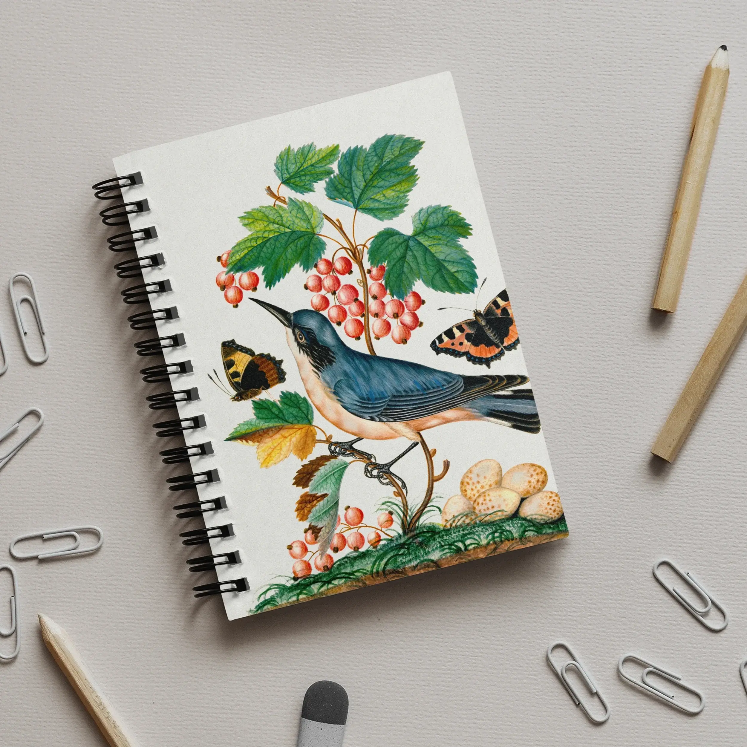 Subalpine Warbler Red Admiral Wasp Cocoon and Ants - James Bolton Notebook Notebooks & Notepads