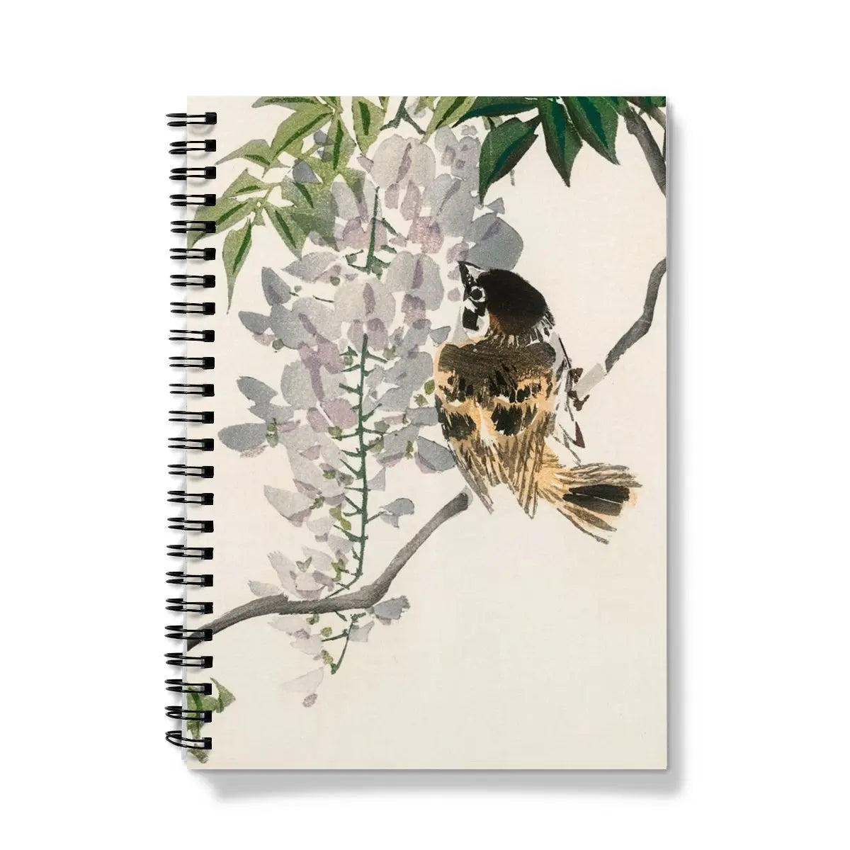 Sparrow on a Branch - Kōno Bairei Meiji Era Bird Notebook A5 / Graph Notebooks & Notepads