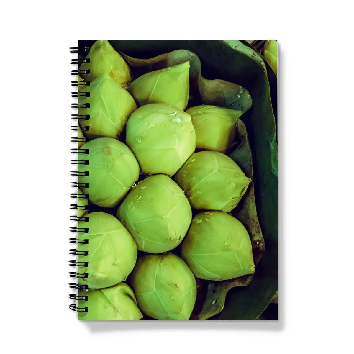 Ingenues - Green Lotus Buds Art Notebook A5 - Graph Paper Notebooks & Notepads