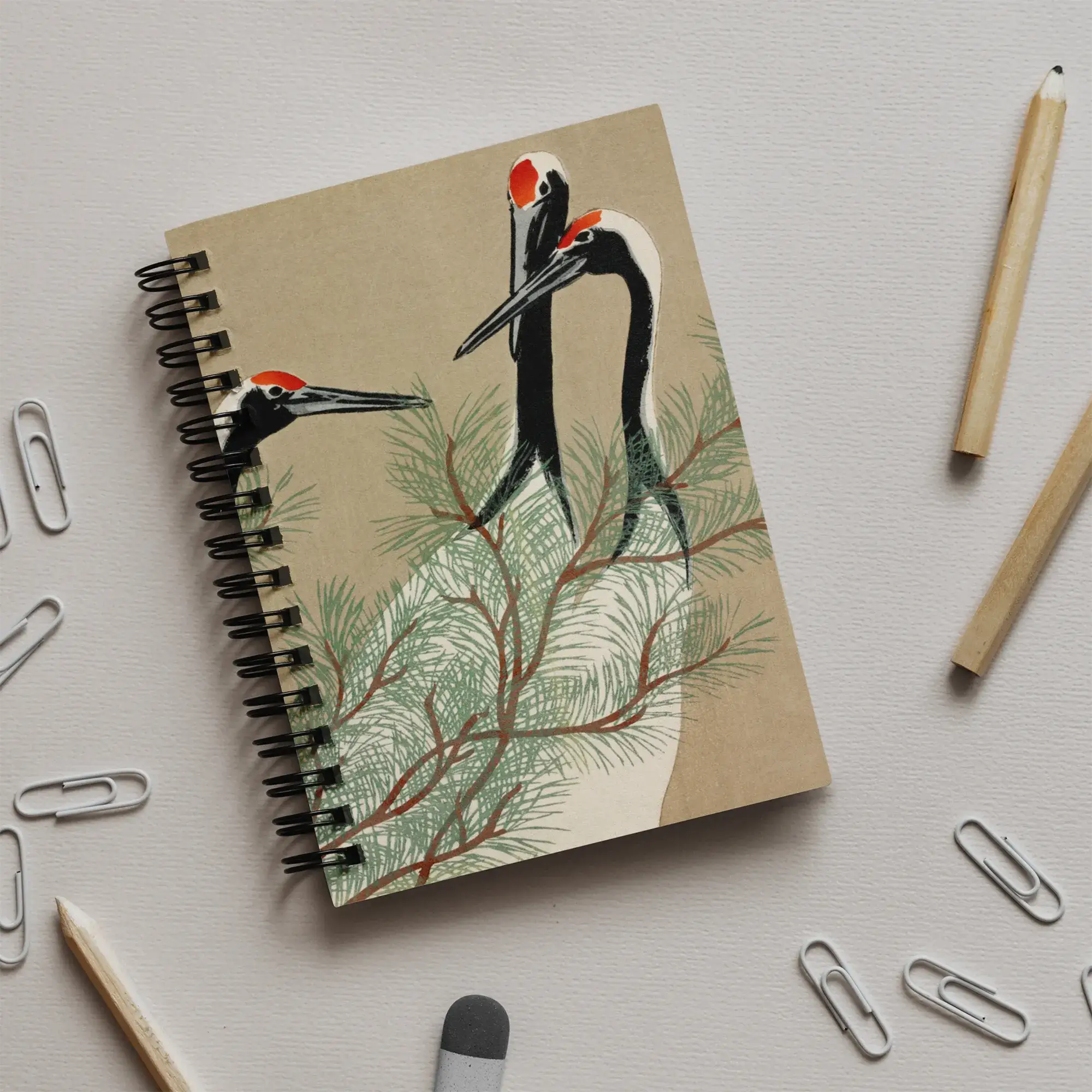 Cranes from Momoyogusa - Kamisaka Sekka Notebook Notebooks & Notepads