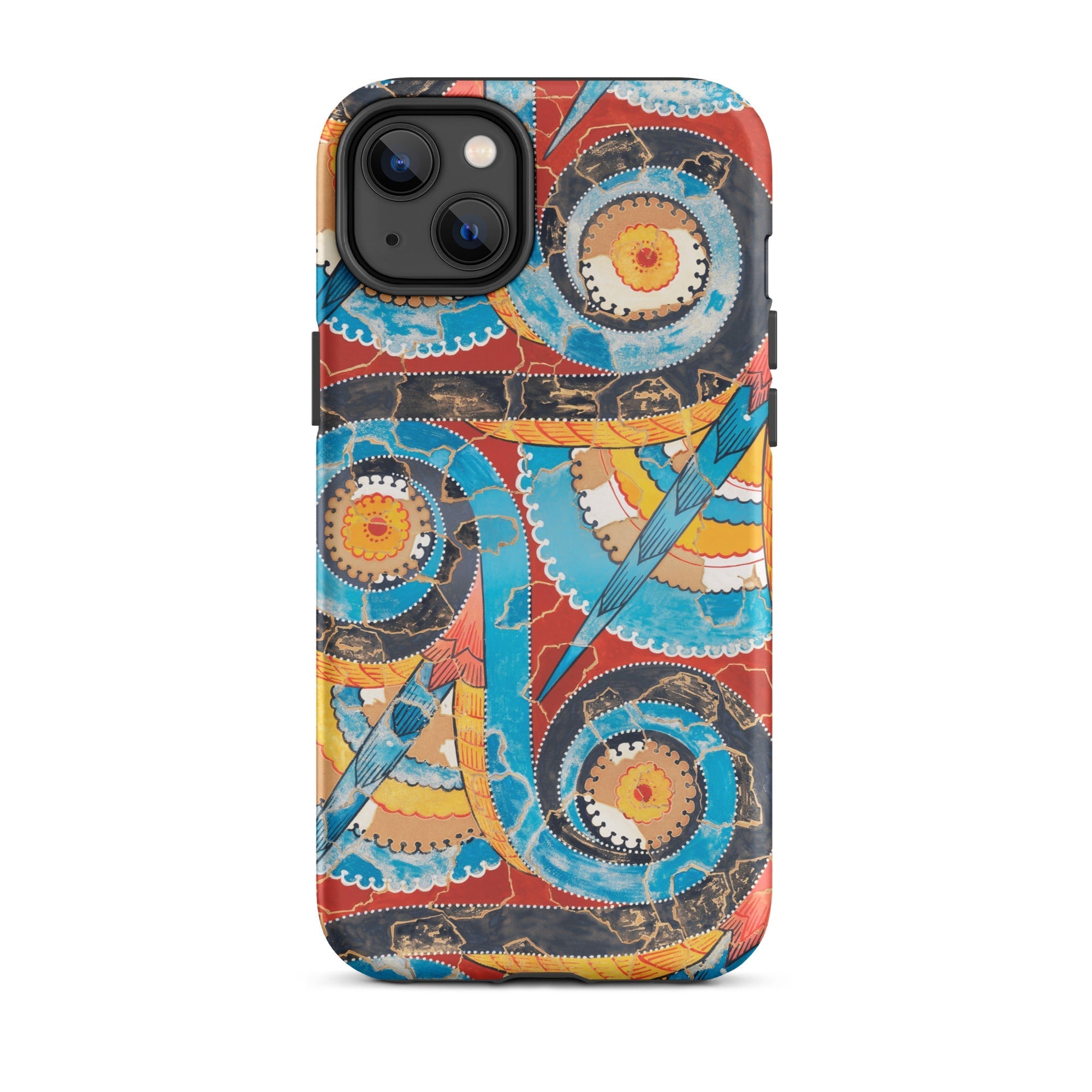 Spiral Frieze - Emile Gillieron Minoan Mosaic Iphone Case, 14 Plus / Matte, Colorful Patterned Phone Case