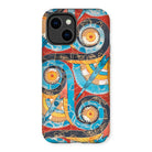 Spiral Frieze - Emile Gillieron Minoan Mosaic Iphone Case, 14 Plus / Matte, Phone Case Vibrant Abstract Pattern Blue Lines Orange